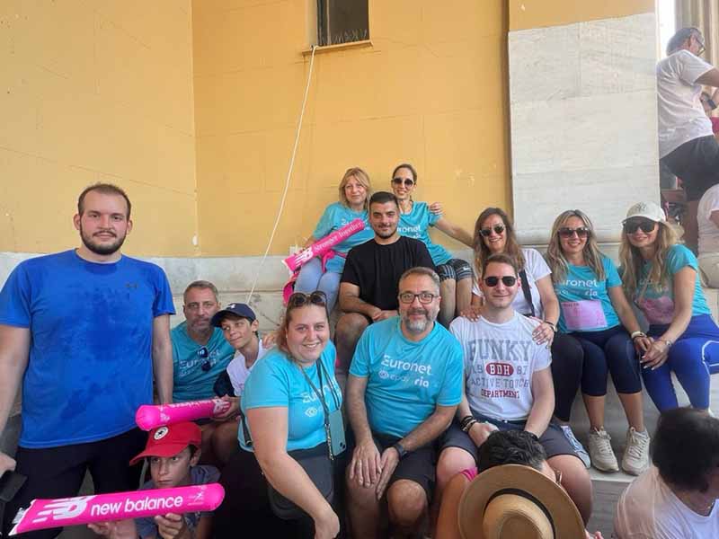 A photo of Euronet employees at the 2024 Race for the Cure in Greece.