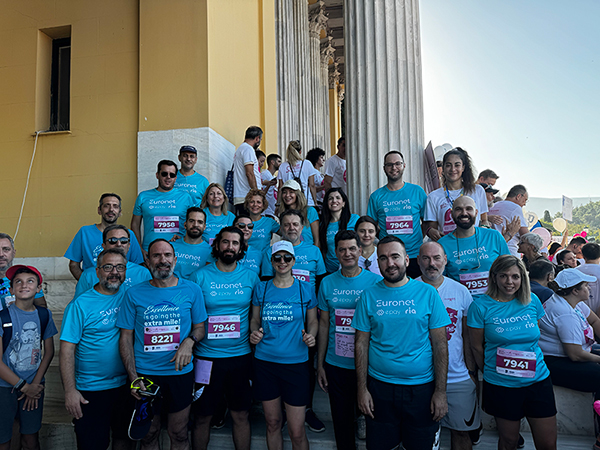 A photo of Euronet employees at the 2024 Race for the Cure in Greece.