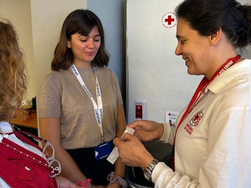 A photo of a blood drive at the Euronet Greece office